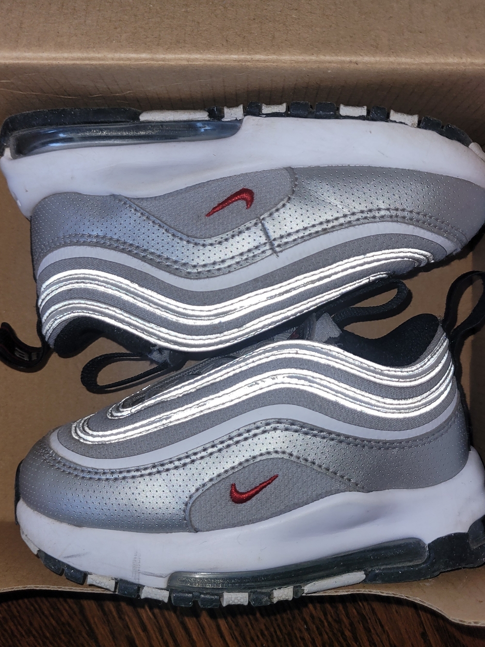 Nike Kids' Silver Red Swoosh Air-Style Sneakers